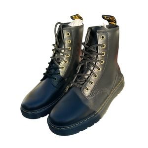 Doc Dr Martens Air Wair Boots Black Smooth Leather Lace Up 25345 M7 W8 New